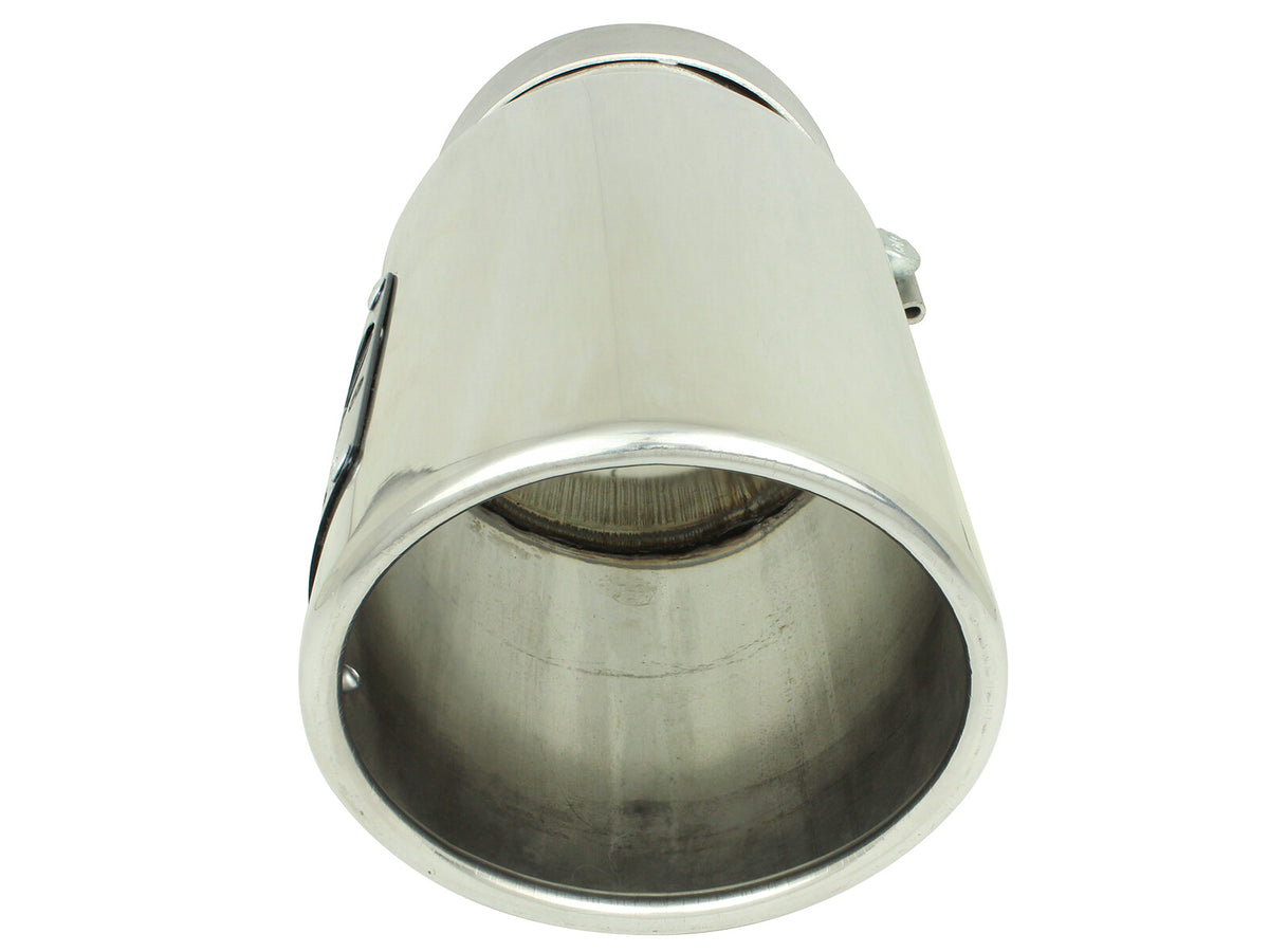 Mach Force-Xp 304 Stainless Steel Clamp-on Exhaust Tip Polished 4 Inch Inlet x 5 Inch Outlet x 12 Inch L Angle Cut aFe Power-3