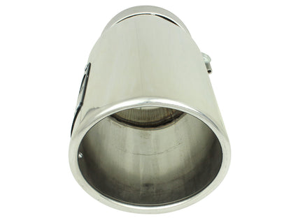 Mach Force-Xp 304 Stainless Steel Clamp-on Exhaust Tip Polished 4 Inch Inlet x 5 Inch Outlet x 12 Inch L Angle Cut aFe Power-3