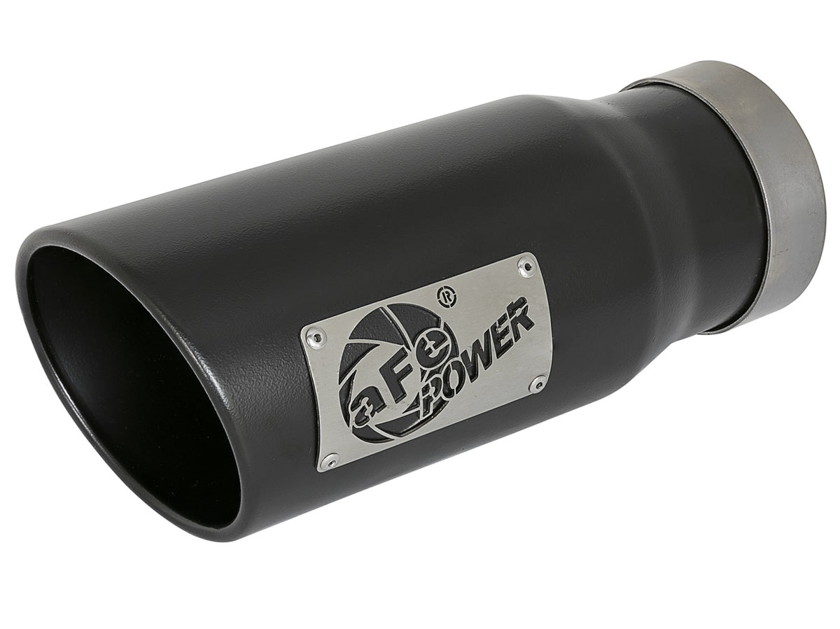 Mach Force-Xp 409 Stainless Steel Clamp-on Exhaust Tip Black 4 Inch Inlet x 5 Inch Outlet x 12 Inch L Left aFe Power