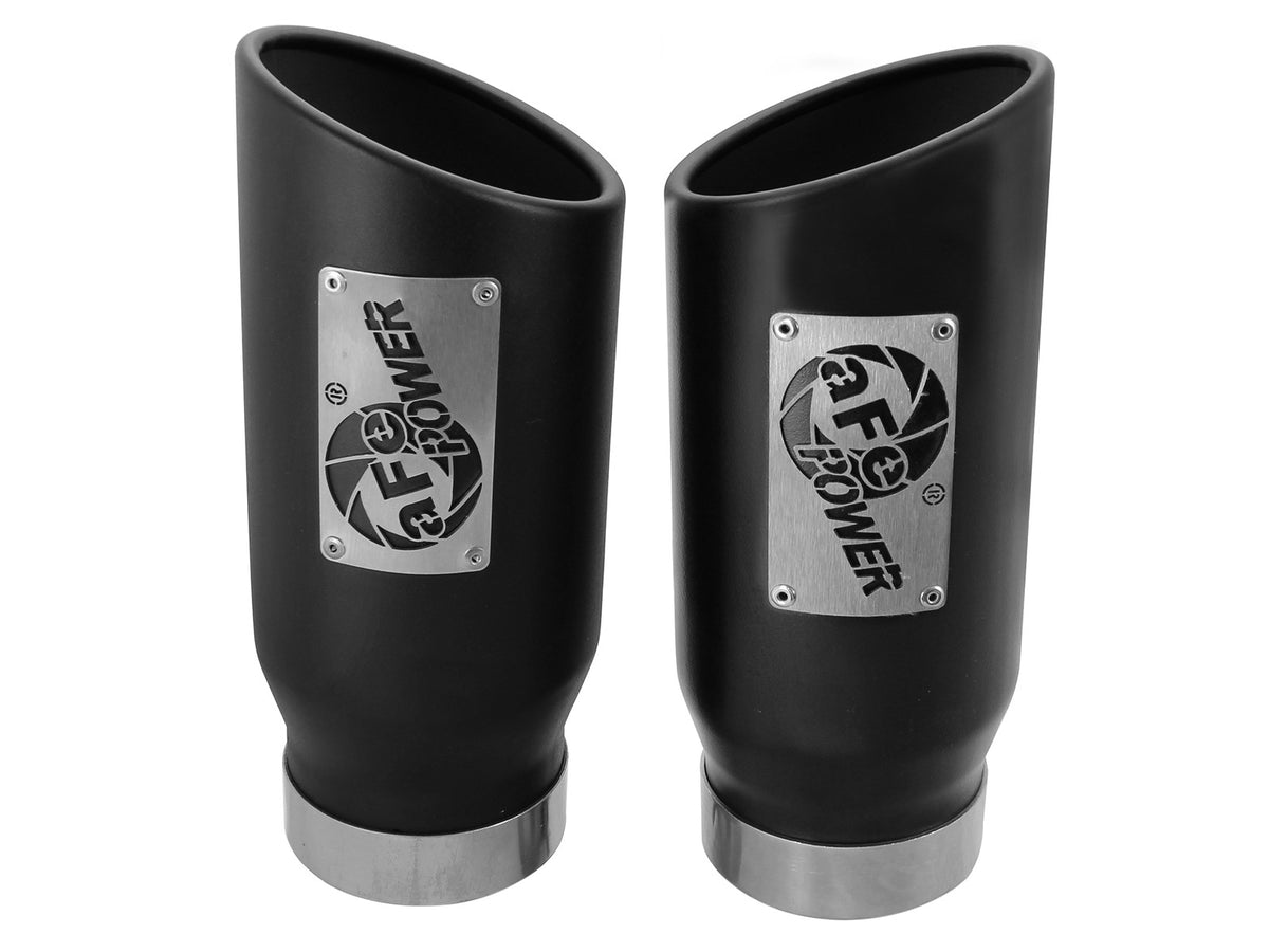 Mach Force-Xp 409 Stainless Steel Clamp-on Exhaust Tip Black 4 Inch Inlet x 5 Inch Outlet x 12 Inch L Left / Right aFe Power-1