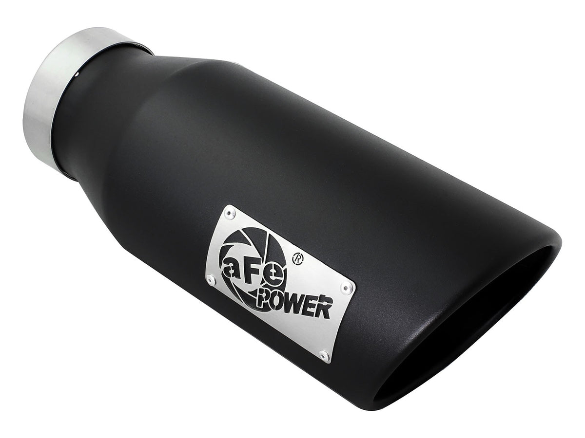 Mach Force-Xp 409 Stainless Steel Clamp-on Exhaust Tip Black 4 Inch Inlet x 6 Inch Outlet x 15 Inch L Right aFe Power