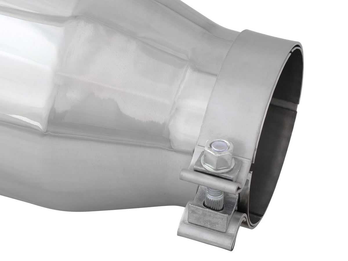 Mach Force-Xp 304 Stainless Steel Clamp-on Exhaust Tip Polished 4 Inch Inlet x 6 Inch Outlet x 15 Inch L Right aFe Power-3