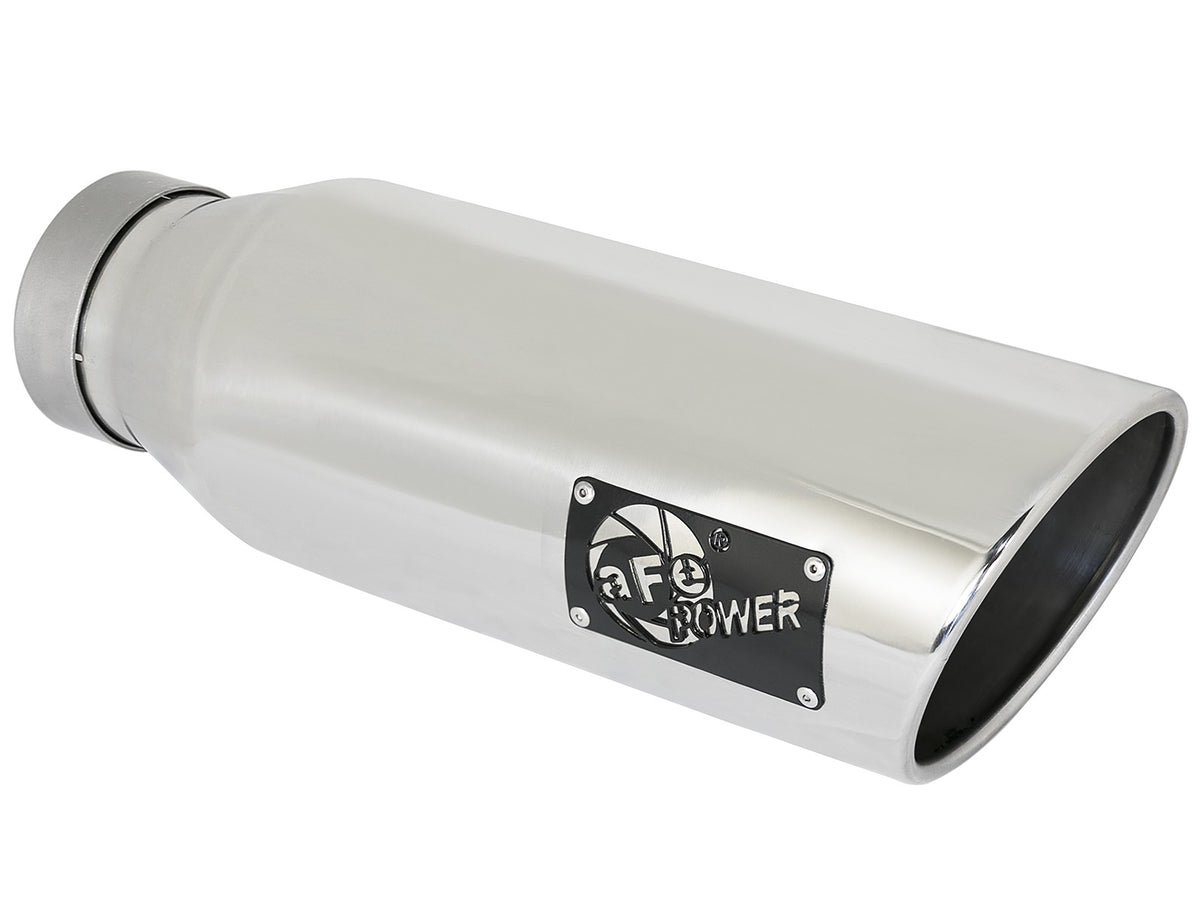 Mach Force-Xp 304 Stainless Steel Clamp-on Exhaust Tip Polished 4 Inch Inlet x 6 Inch Outlet x 18 Inch L aFe Power