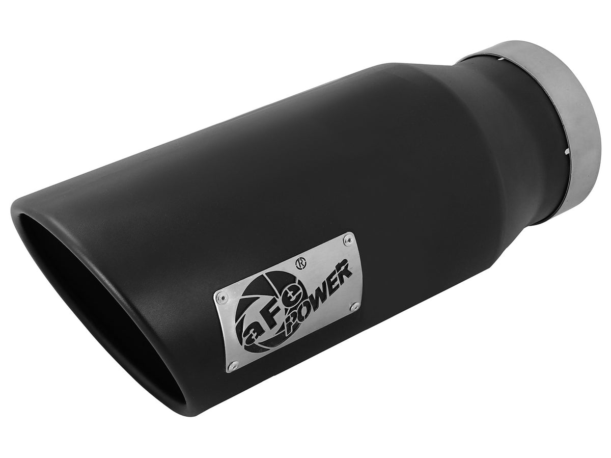 Mach Force-Xp 409 Stainless Steel Clamp-on Exhaust Tip Black 4 Inch Inlet x 6 Inch Outlet x 15 Inch L Left aFe Power