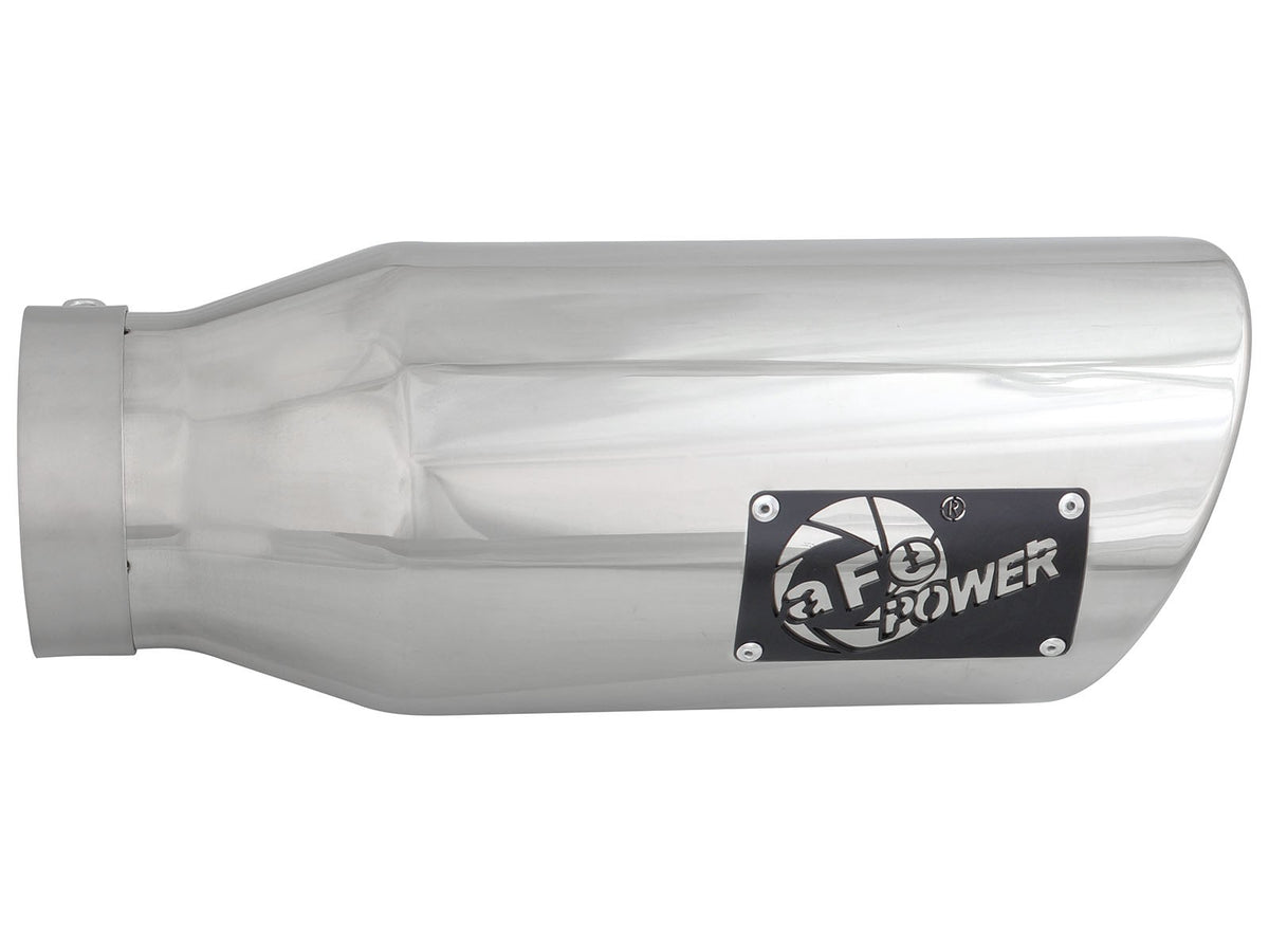 Mach Force-Xp 304 Stainless Steel Clamp-on Exhaust Tip Polished 4 Inch Inlet x 6 Inch Outlet x 15 Inch L Left / Right aFe Power-1