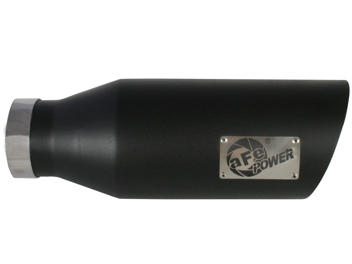 Mach Force-Xp 409 Stainless Steel Clamp-on Exhaust Tip Black 4 Inch Inlet x 7 Inch Outlet x 18 Inch L Bolt-On Right aFe Power-1