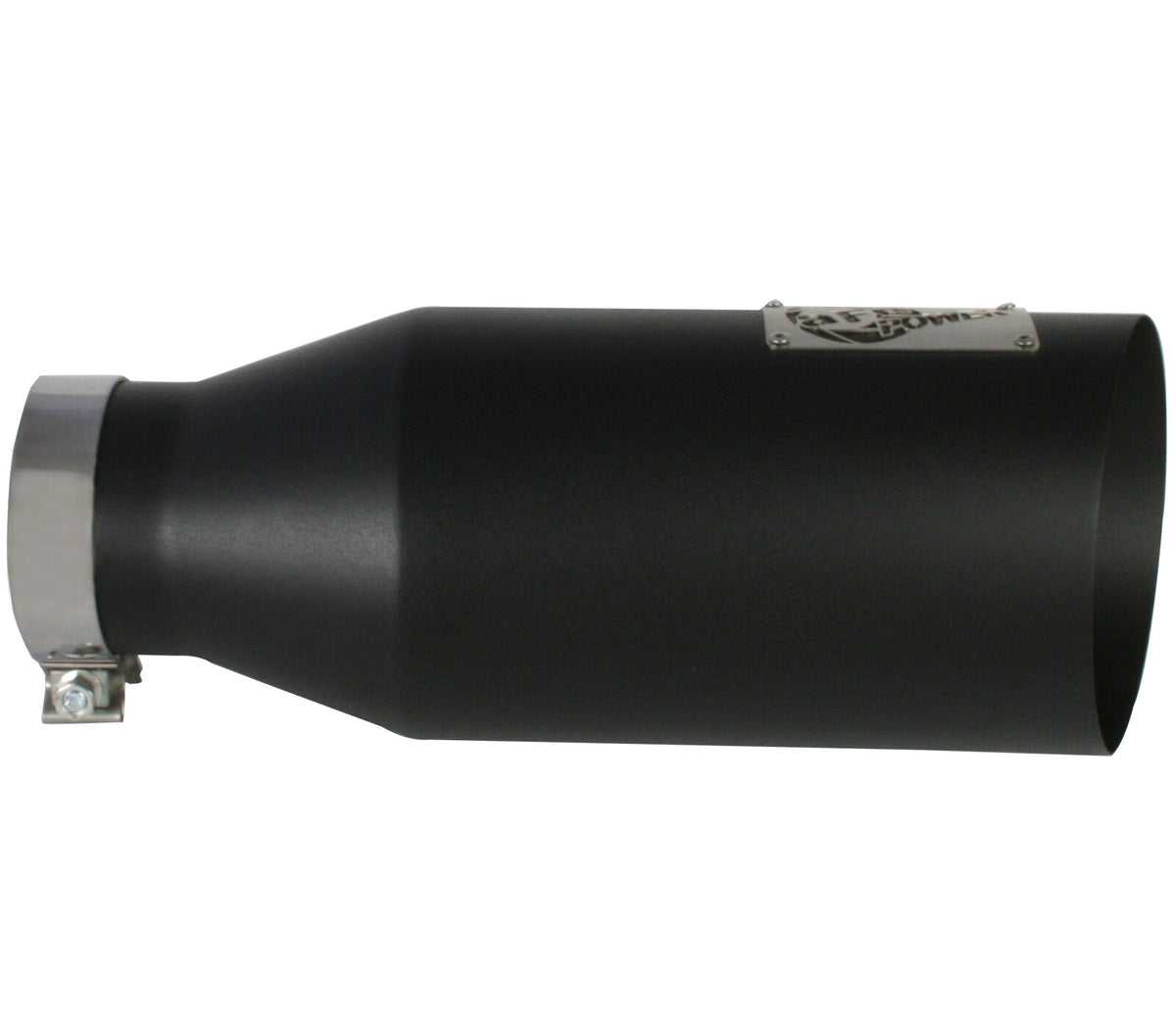 Mach Force-Xp 409 Stainless Steel Clamp-on Exhaust Tip Black 4 Inch Inlet x 7 Inch Outlet x 18 Inch L Bolt-On Right aFe Power-3