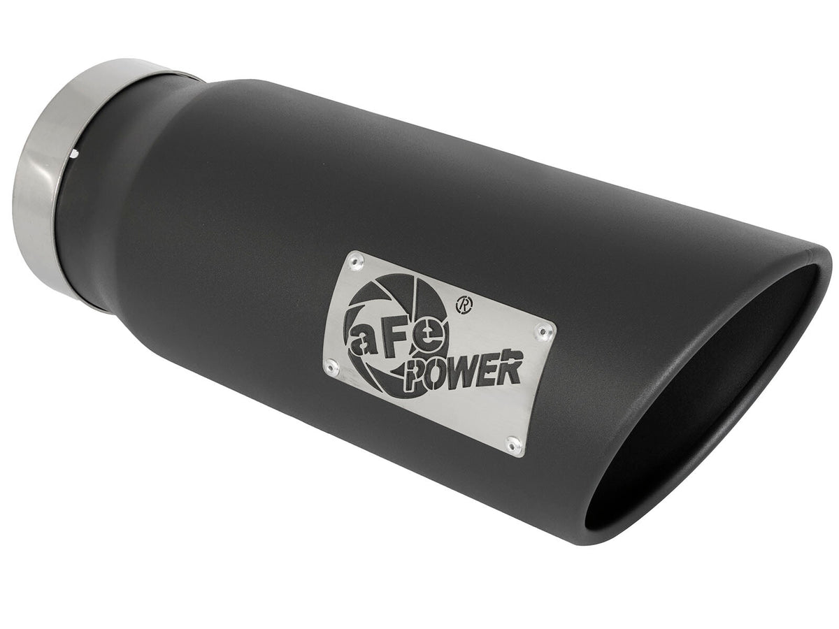 Mach Force-Xp 409 Stainless Steel Clamp-on Exhaust Tip Black 5 Inch Inlet x 6 Inch Outlet x 15 Inch L aFe Power