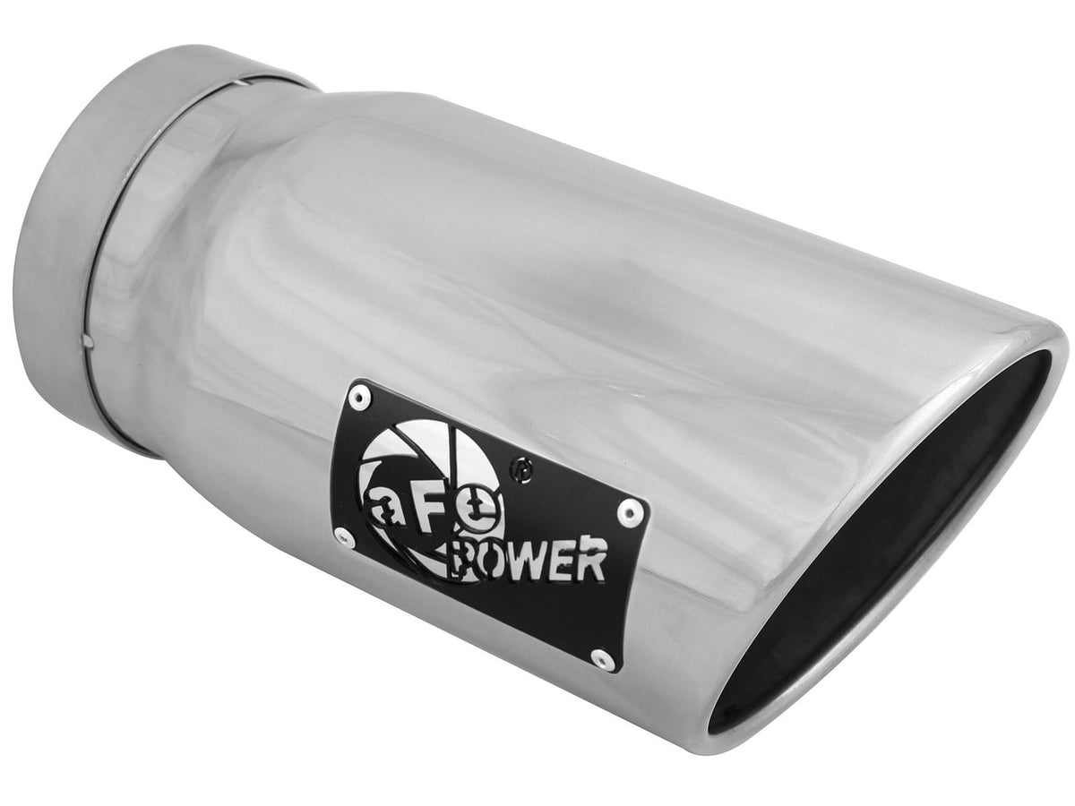 Mach Force-Xp 304 Stainless Steel Clamp-on Exhaust Tip Polished 5 Inch Inlet x 6 Inch Outlet x 12 Inch L Right aFe Power