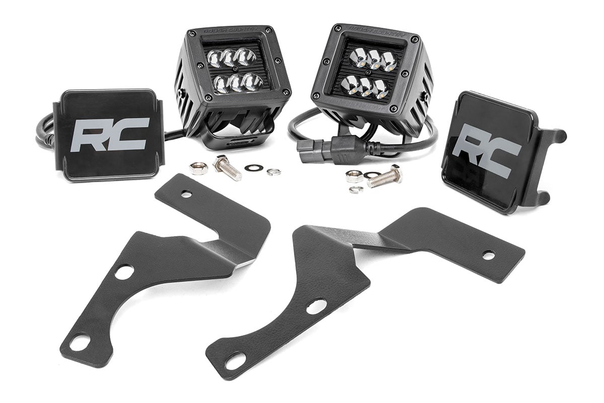 LED Light Kit | Ditch Mount | 2" Black Spot Pair | Toyota 4Runner (10-24) Rough Country
