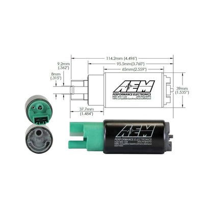 340LPH E85-Compatible High Flow In-Tank Fuel Pump 65mm Body Inline Inlet/340LPH at40psi/Not application specific AEM Electronics-2