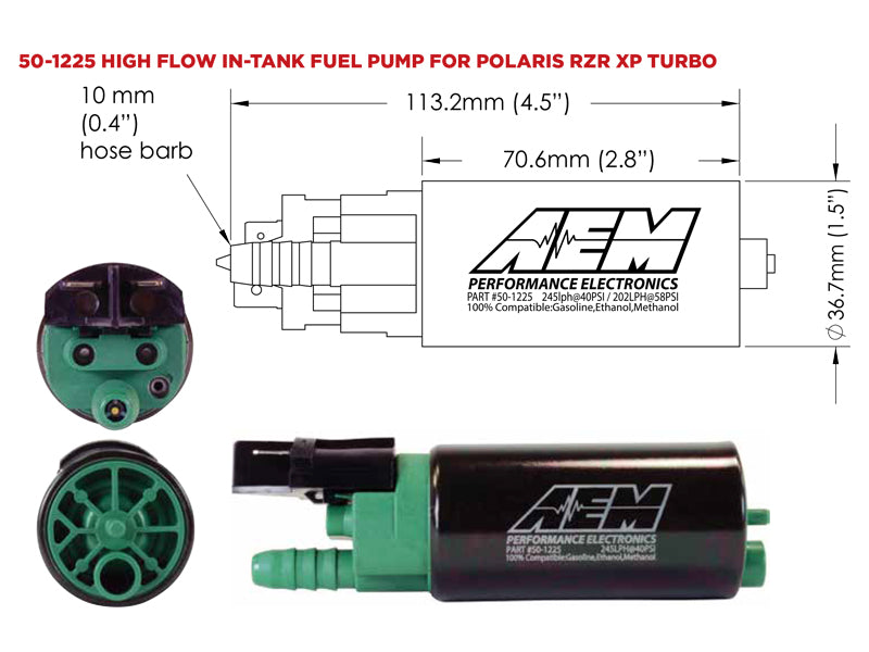 RZR E85 Hi Flow Fuel Pump Fits 2016-2019 Polaris RZR Turbo AEM Electronics-6
