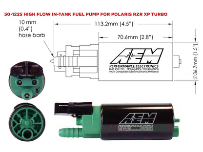 RZR E85 Hi Flow Fuel Pump Fits 2016-2019 Polaris RZR Turbo AEM Electronics-6