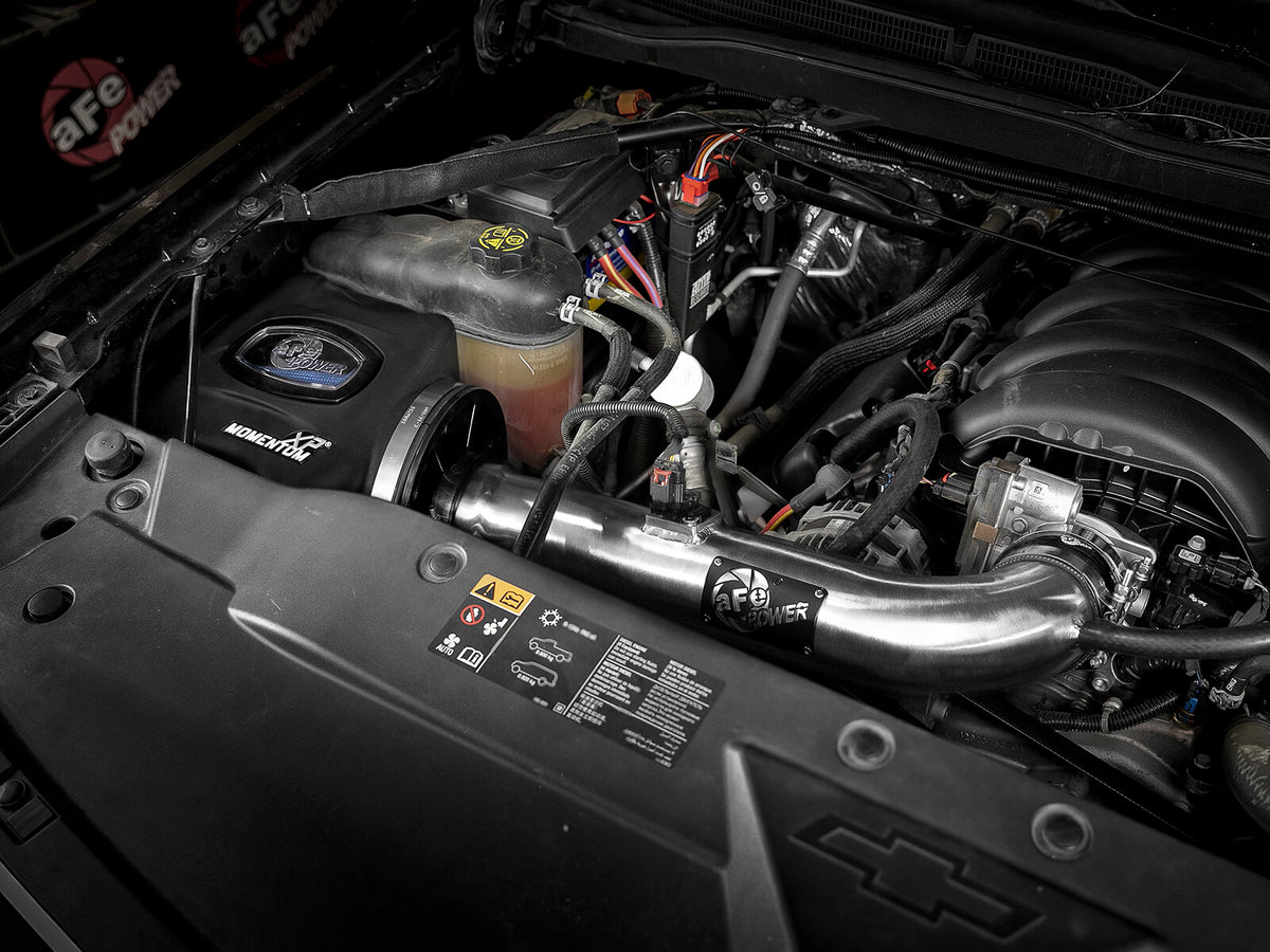 Momentum Xp Cold Air Intake System w/ Pro 5R Filter Brushed GM Silverado/Sierra 1500 14-19 / Tahoe/Suburban/Yukon/XL/Escalade 15-20 V8-5.3L/6.2L aFe Power-6