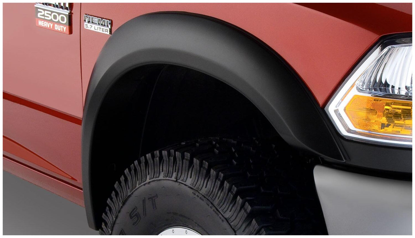 Black Extendafender Style Smooth Finish Front Fender Flares For 2002-2008 Dodge Ram 1500 2003-2009 Ram 2500, 3500 Bushwacker