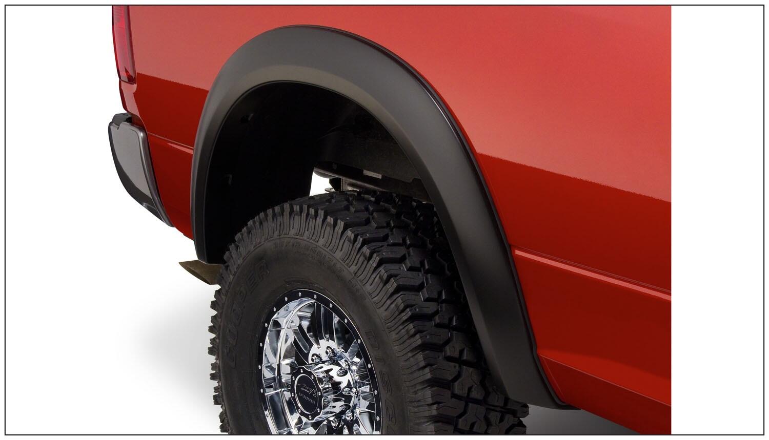 Black Extendafender Style Smooth Finish Rear Fender Flares For 2002-2008 Dodge Ram 1500 2003-2009 Ram 2500, 3500 Bushwacker