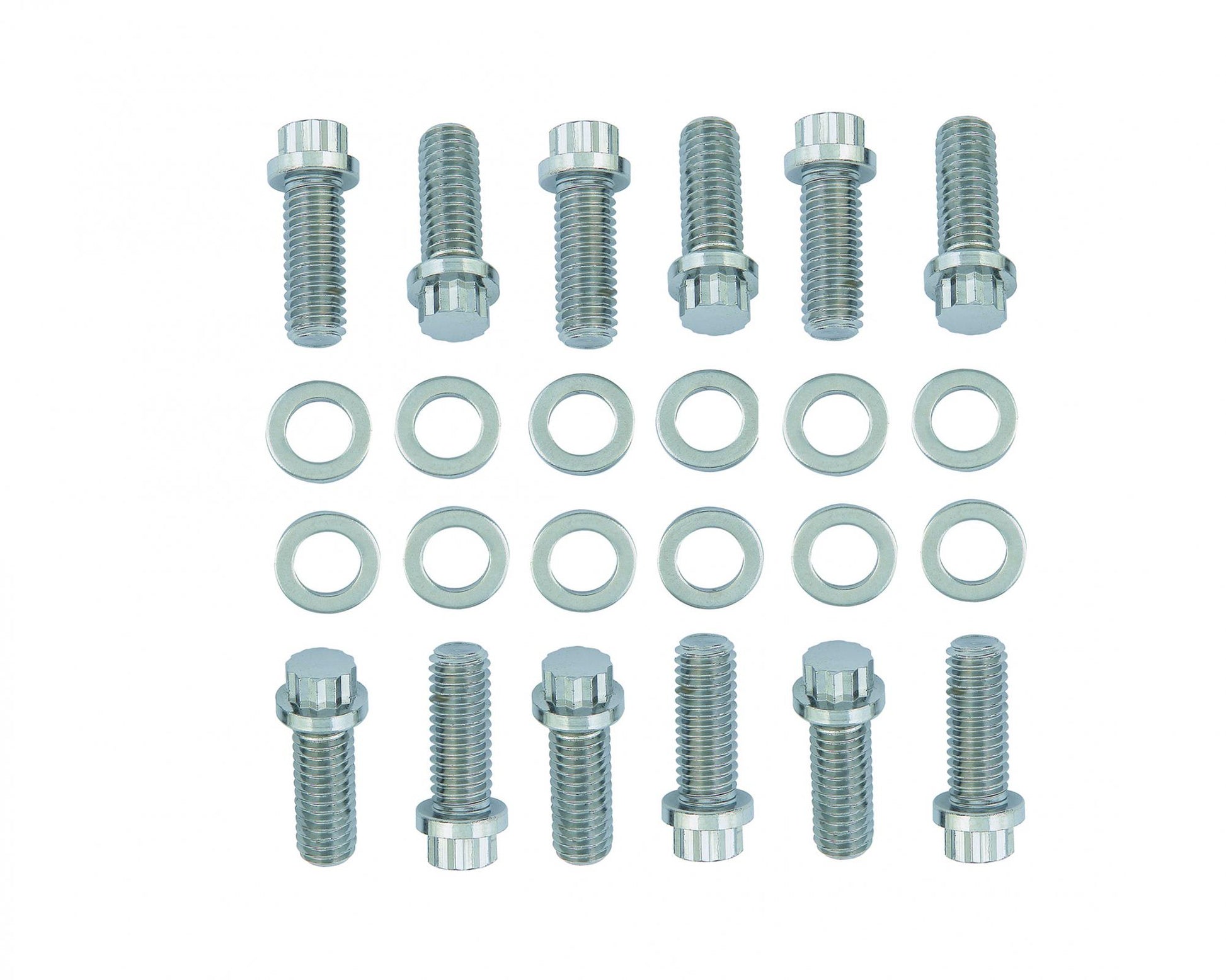 Intake Manifold Bolt Set Chrome 12-Point Fits 1955-1986 Chevrolet 265-400 Gen I Small Block, Grade 8 Mr Gasket