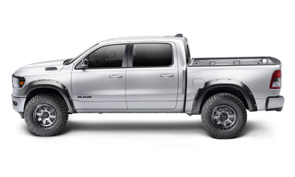 Black Pocket/Rivet Style Smooth Finish Front Fender Flares For 2019-2022 Ram 1500 Will Not Fit Rebel And Trx Models Bushwacker-1