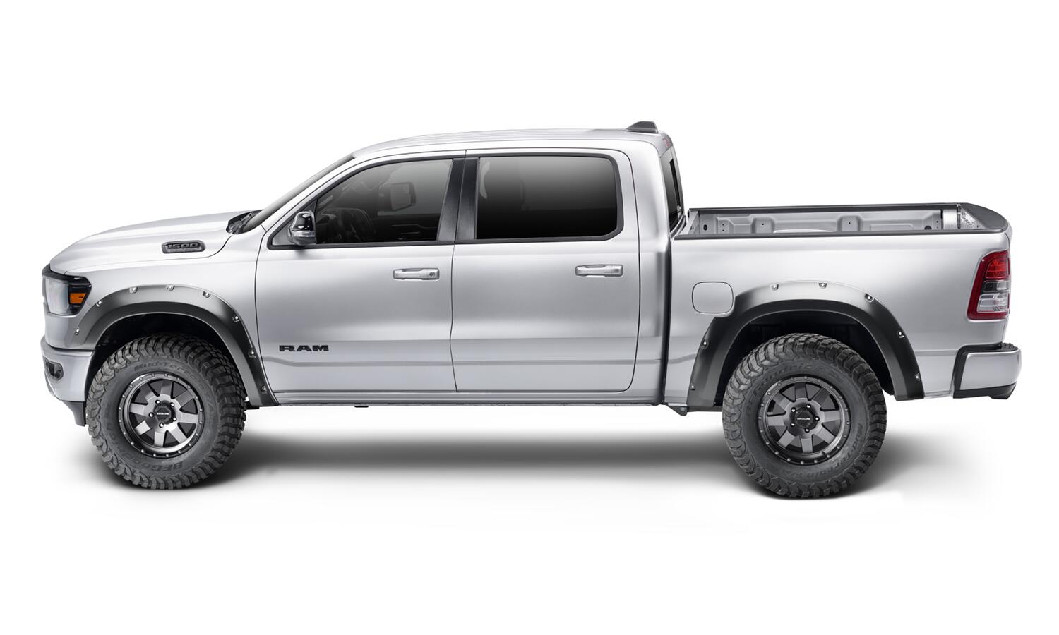 Black Pocket/Rivet Style Smooth Finish Rear Fender Flares For 2019-2022 Ram 1500 Will Not Fit Rebel And Trx Models Bushwacker-1