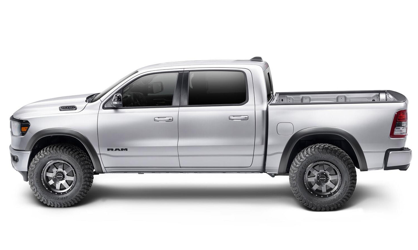 Black Extendafender Style Smooth Finish Rear Fender Flares For 2019-2022 Ram 1500 Will Not Fit Rebel And Trx Models Bushwacker-1