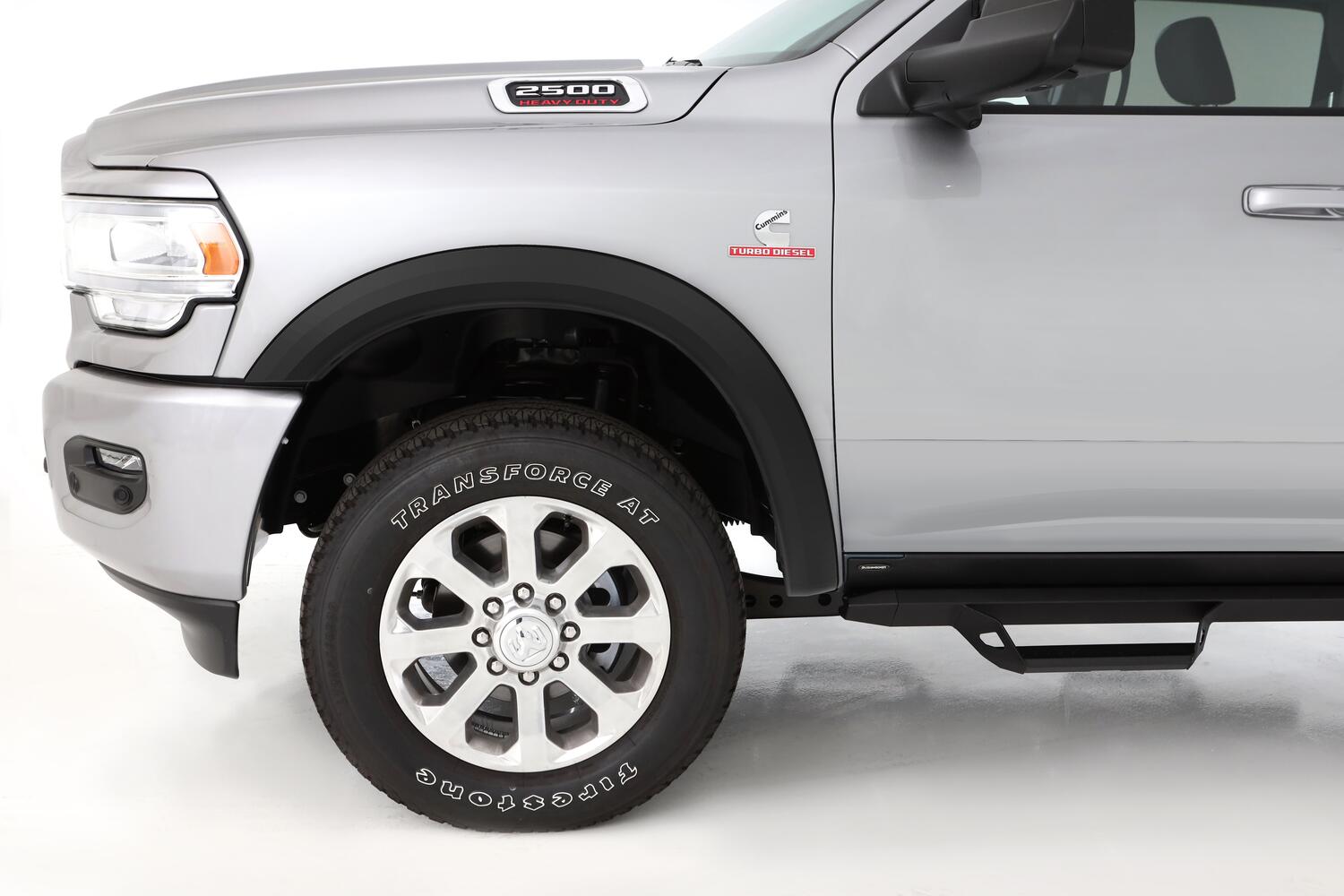 Black OE Style Smooth Finish Front Fender Flares For 2019-2026 Ram 2500, Fits Models W/O OEM Fender Flares, Includes Dually Bushwacker