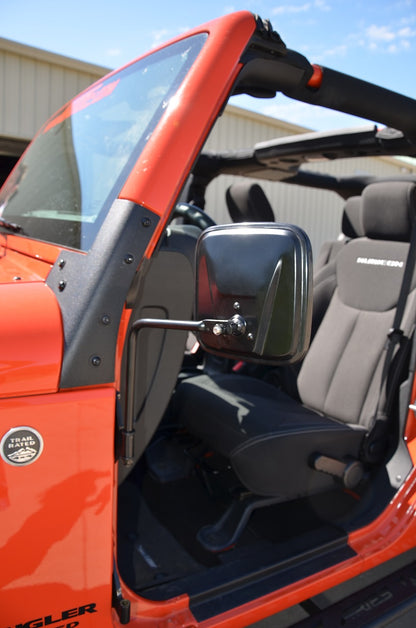 JEEP CJ/YJ/TJ/JK Outback Mirrors Pair 76-18 CJ and Wrangler YJ/TJ/JK Powdercoat Black Kentrol-3