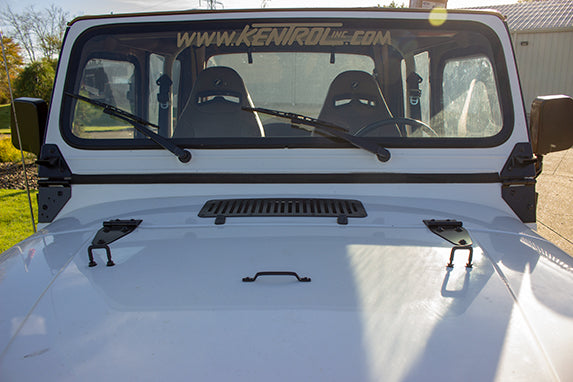 Kentrol Jeep CJ/YJ Hood Kit 78-95 CJ and Wrangler YJ Powdercoat Black Kentrol