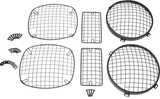 Kentrol Jeep TJ Wire Mesh Guard Set 6 Pieces 97-06 Wrangler TJ Powdercoat Black Kentrol