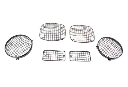 Jeep TJ Wire Mesh Guard Set 6 Pieces 97-06 Wrangler TJ Powdercoat Black Kentrol-1