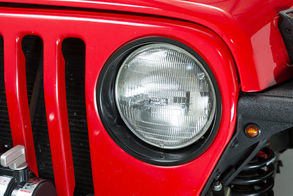 Jeep TJ Headlight Bezels Pair 97-06 Wrangler TJ Powdercoat Black Kentrol-5
