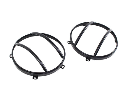 Jeep JK Euro Headlight Guards Pair 07-18 Wrangler JK Powdercoat Black Kentrol-1