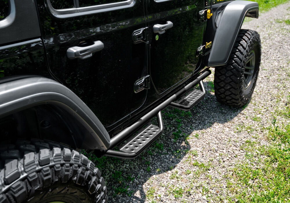 Nerf Step RS Bar Full Length (2 Steps per Side) 2007-2018 Jeep Wrangler JK 4-Door Textured Black NFab-2