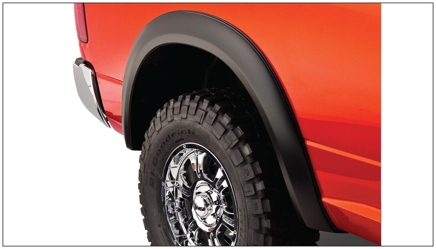 Black Extendafender Style Smooth Finish 4-Piece Fender Flare Set For 2009-2018 Dodge Ram 1500 (Excludes R/T/Rebel) 2019-2022 Ram 1500 Classic (Excludes Rebel Models) Bushwacker-1