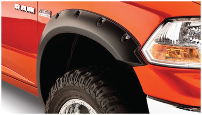 Black Pocket/Rivet Style Smooth Finish 4-Piece Fender Flare Set For 2009-2018 Dodge Ram 1500 (Excludes R/T/Rebel) 2019-2022 Ram 1500 Classic (Excludes Rebel Models) Bushwacker-1