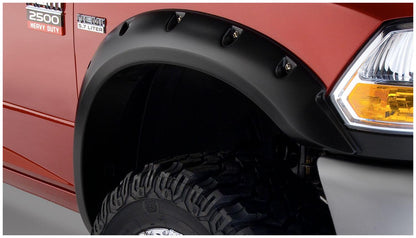 Black Pocket/Rivet Style Smooth Finish 4-Piece Fender Flare Set For 2010-2018 Dodge Ram 2500, 3500 Bushwacker-1