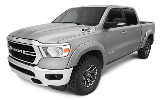 Pocket/Rivet Style Color Matched Billet Silver Metallic 4-Piece Fender Flare Set For 19-22 Ram 1500 Will Not Fit Rebel And Trx Models Bushwacker