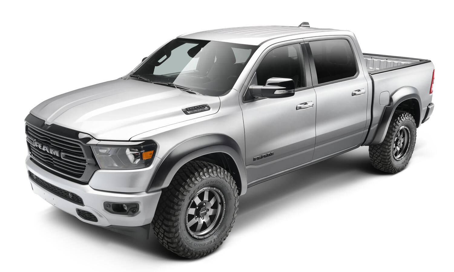 Black Extendafender Style Smooth Finish 4-Piece Fender Flare Set For 2019-2022 Ram 1500 Will Not Fit Rebel And Trx Models Bushwacker-1
