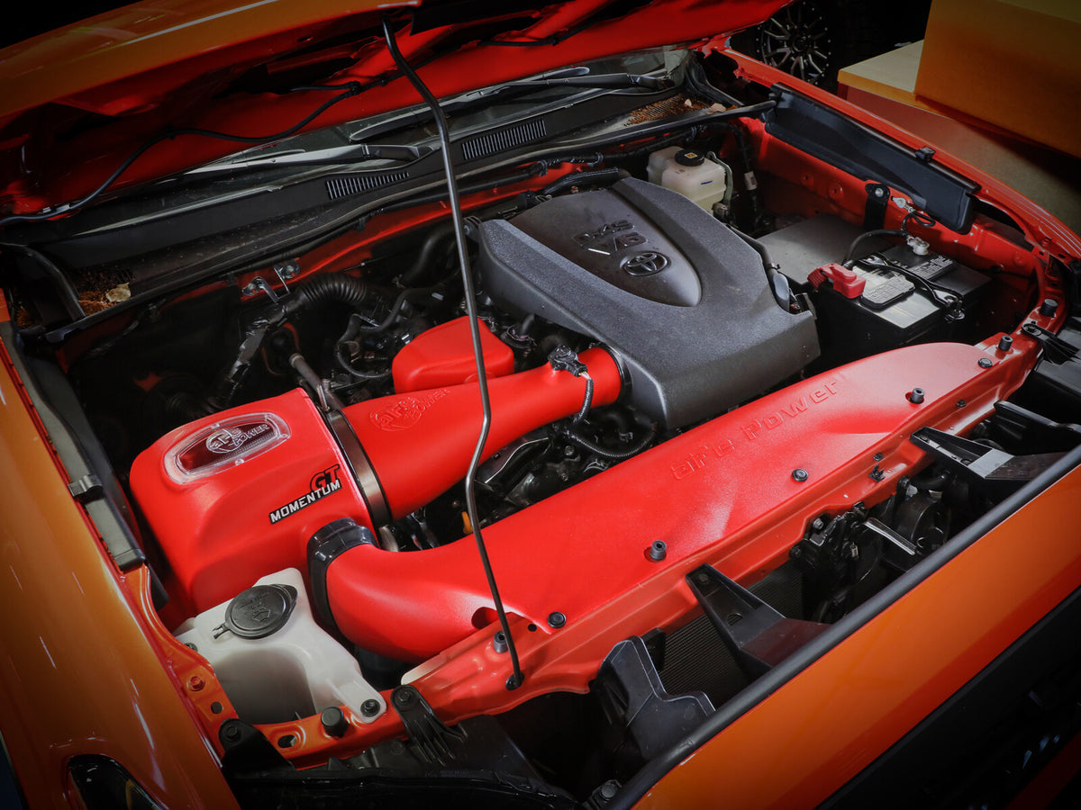 Momentum GT Cold Air Intake System Red w/ Pro Dry S Filter Toyota Tacoma 16-23 V6-3.5L aFe Power-5