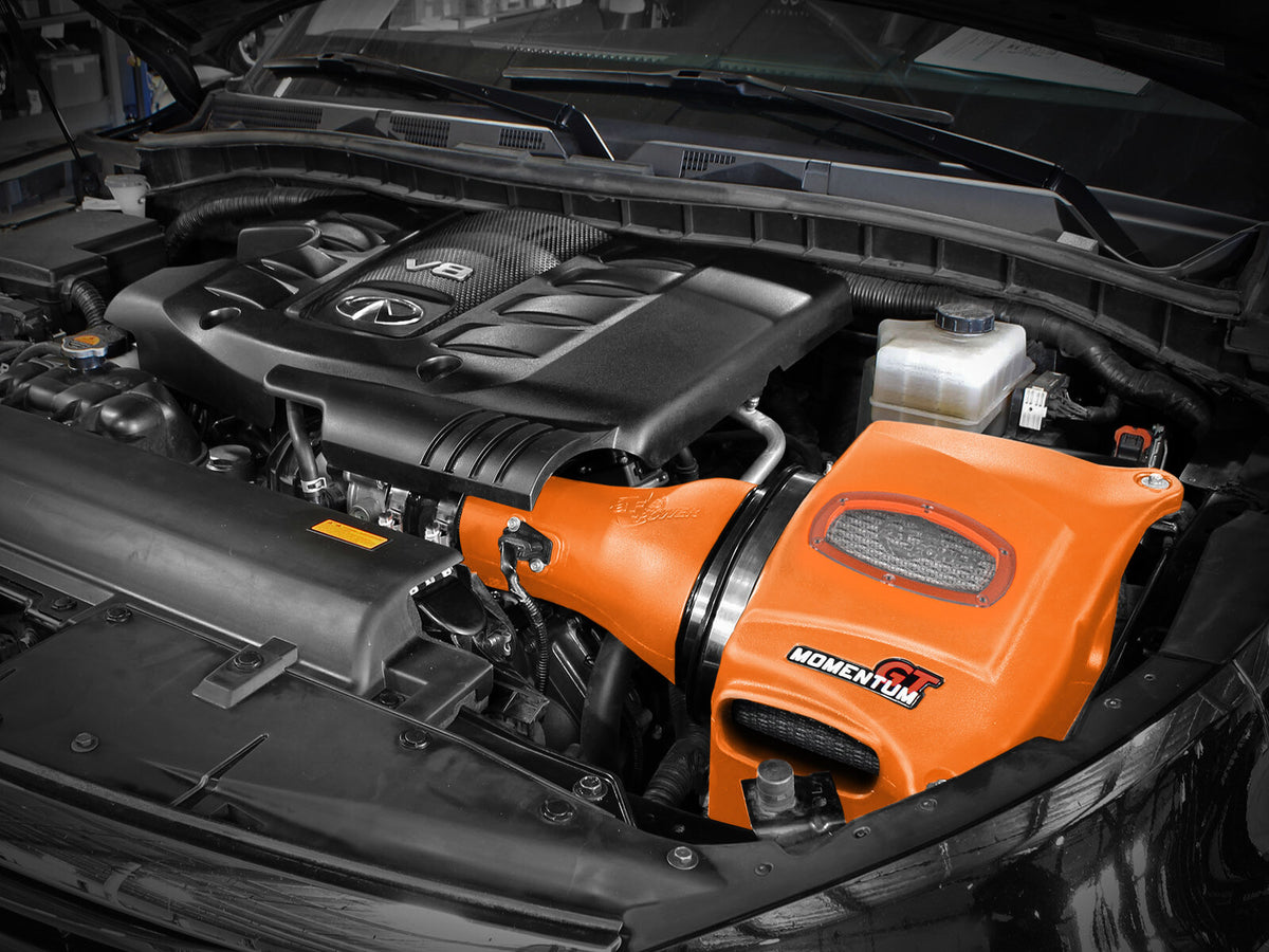 Momentum GT Cold Air Intake System Orange w/ Pro Dry S Filter Nissan Armada 17-24/Nissan Patrol 10-24 (Y62)/Infiniti QX80 14-24/Infiniti QX56 11-13 V8-5.6L aFe Power-5