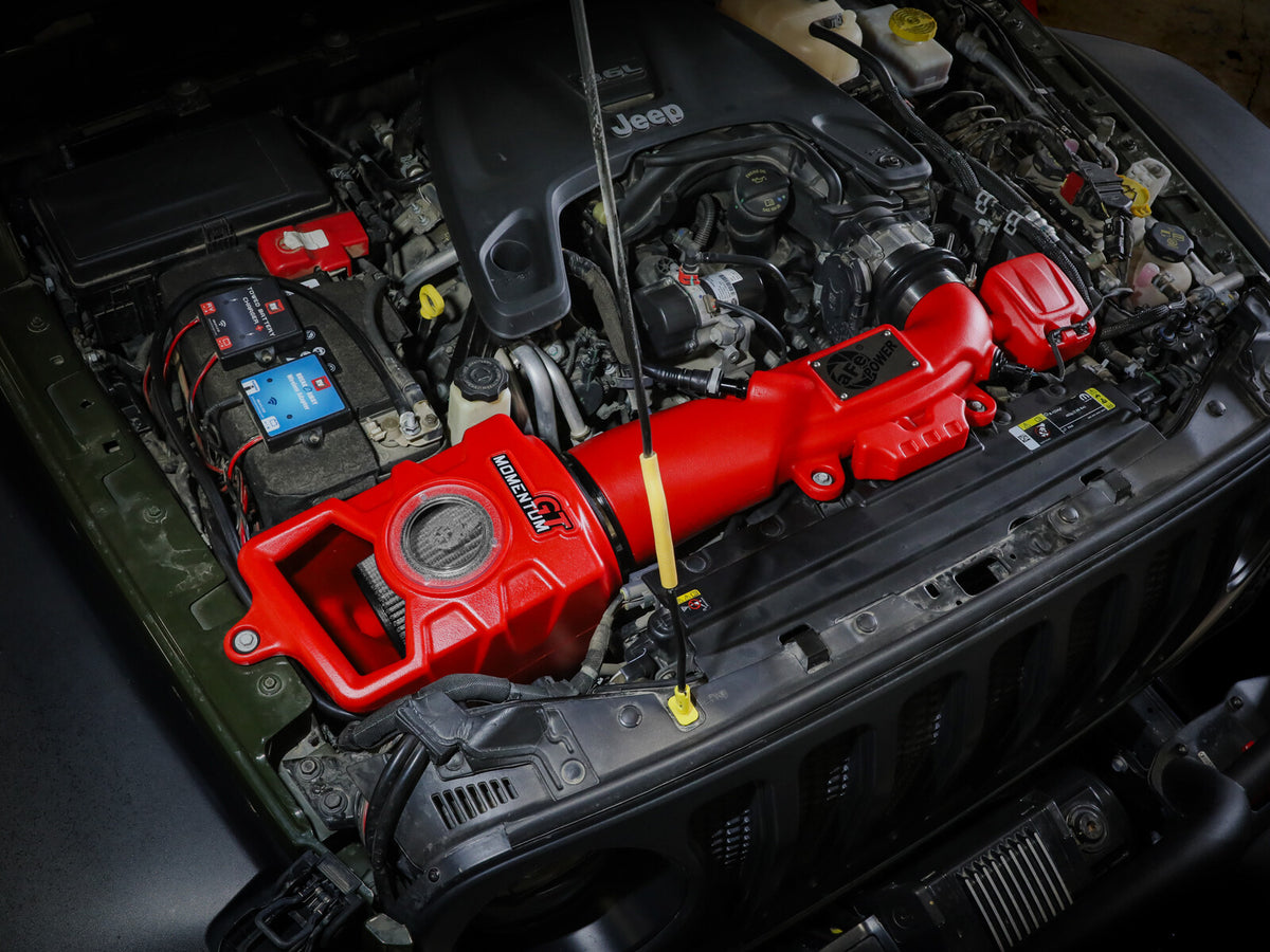 Momentum GT Cold Air Intake System Red w/ Pro Dry S Filter Jeep Wrangler (Jl)/Gladiator (Jt) 18-26 V6-3.6L aFe Power-6