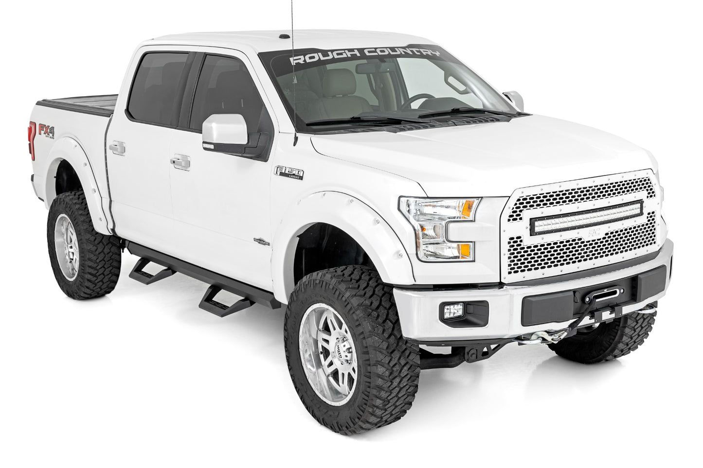 Rough Country SRX2 Adjustable Aluminum Step Crew Cab 15-22 Ford F-150/17-22 Super Duty Rough Country