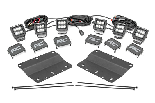 LED Light Kit Fog Mount Triple 2 Inch Black Pair Spot Ford Bronco (21-25) Rough Country