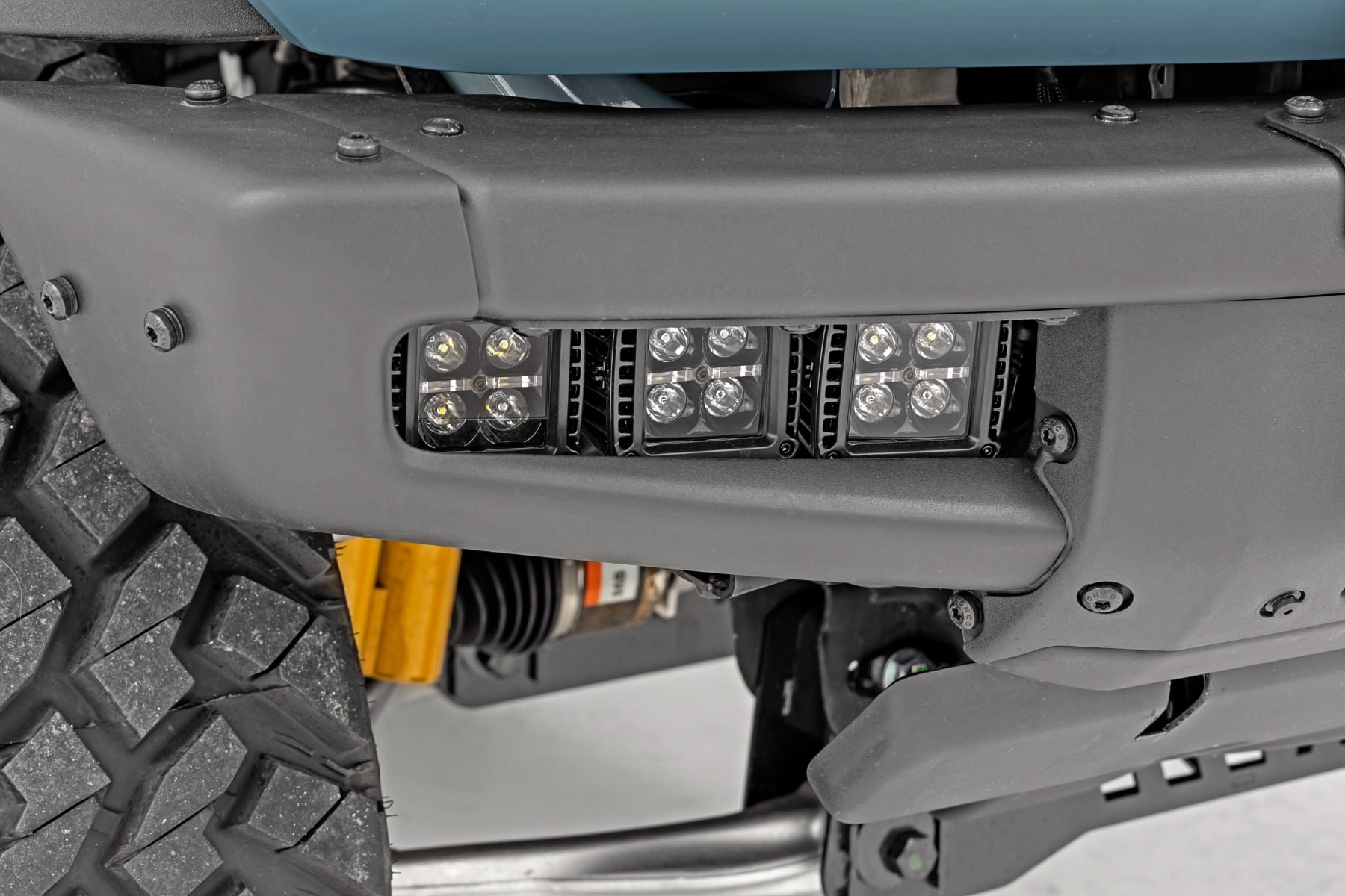 LED Light Kit Fog Mount Triple 2 Inch Black Pair White DRL Ford Bronco (21-25) Rough Country-1