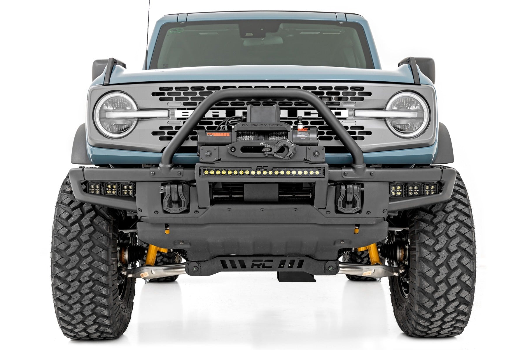 LED Light Kit Fog Mount Triple 2 Inch Black Pair White DRL Ford Bronco (21-25) Rough Country-4