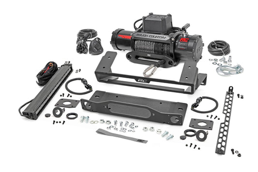 High Winch Mount All Models 12000S 20 Inch Black Single Row LED Amber DRL Ford Bronco (21-25) Rough Country