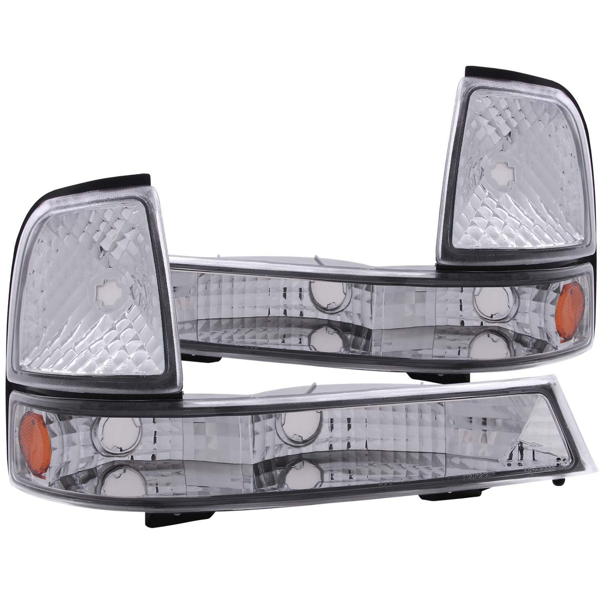 Euro Parking Lights Clear Lens Chrome Housing Amber Reflector Pair Ford Ranger 1998-2000 AnzoUSA