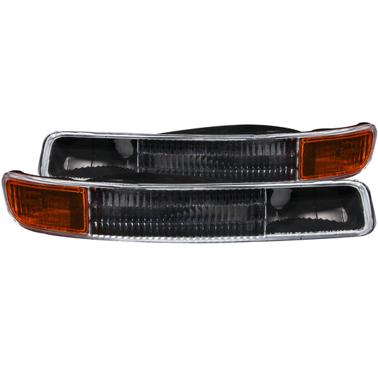 Euro Parking Lights Clear Lens Black Housing Amber Reflector Pair GMC Sierra 1500 1999-2007, 1500 HD/2500 HD/3500 2001-2007, GMC Sierra 2500 1999-2004, GMC Yukon/XL 1500/XL 2500 2000-2006 AnzoUSA