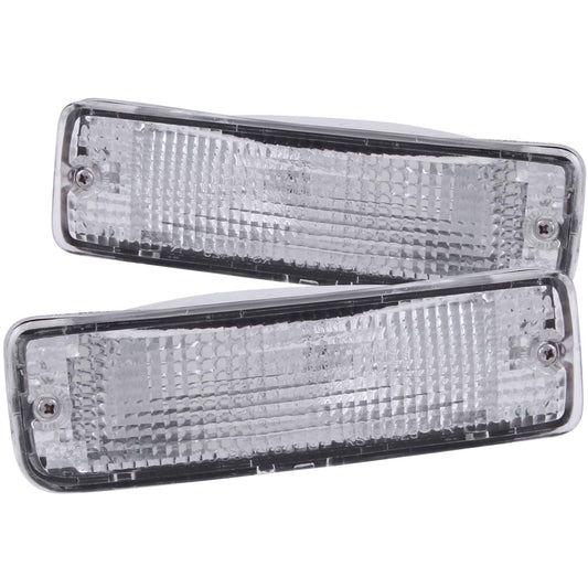 Euro Parking Lights Clear Lens Chrome Housing Amber Reflector Pair Toyota Pickup 1989-1995 AnzoUSA