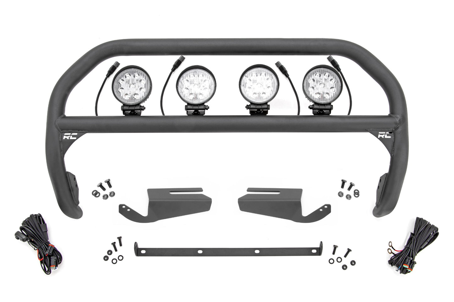 Nudge Bar 4 Inch Round Led (x4) OE Modular Steel Ford Bronco 4WD (21-25) Rough Country