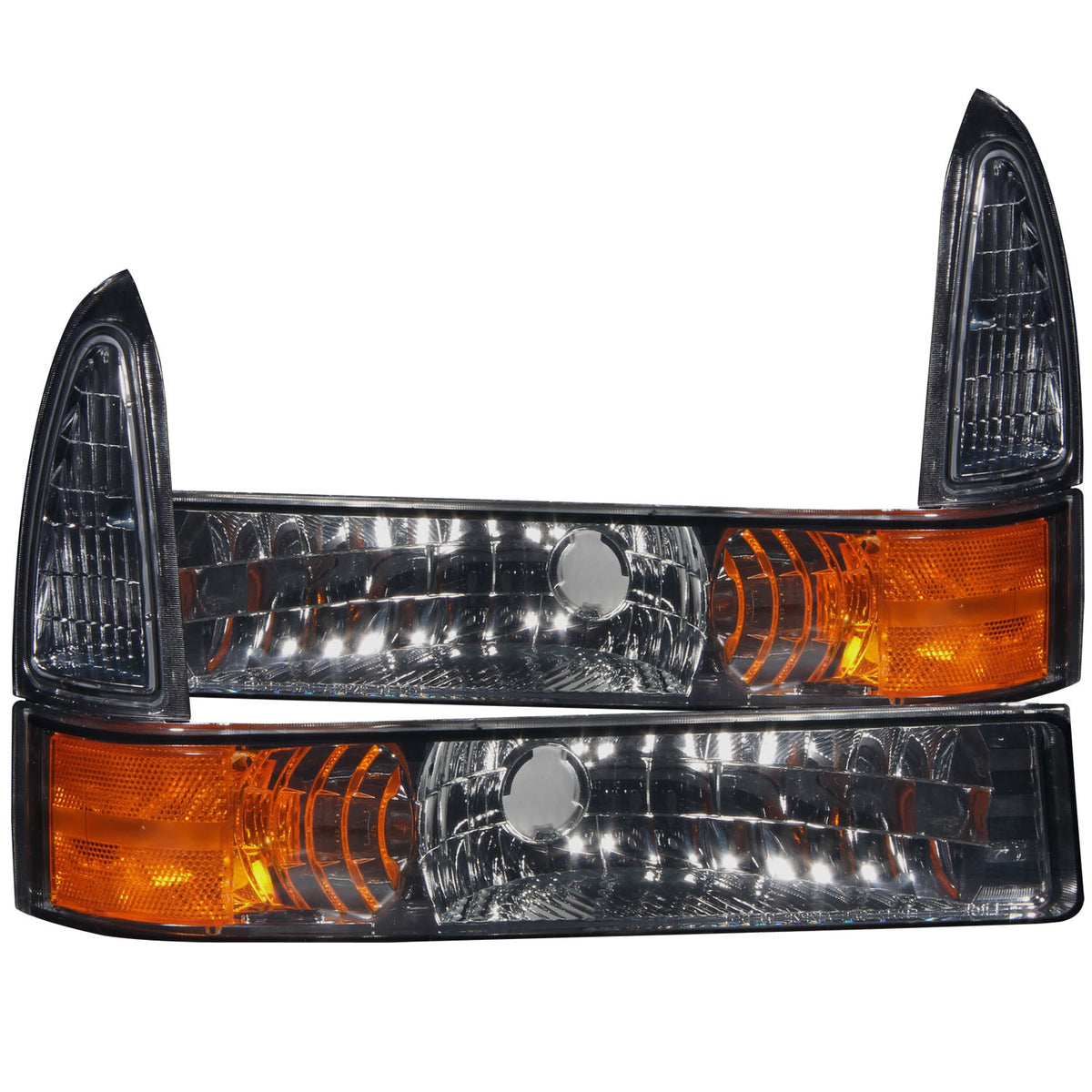 Euro Smoke Lens Black Housing Amber Reflector Pair Ford Excursion 2000-2004, Ford F-250/F-350/F-450/F-550 Super Duty 1999-2004 AnzoUSA